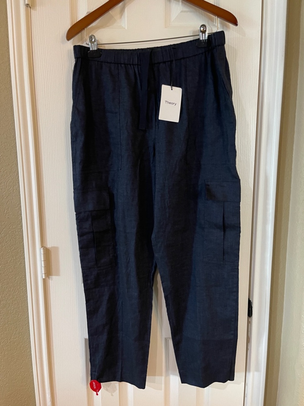 Theory Linen Cargo Pants size L NWT